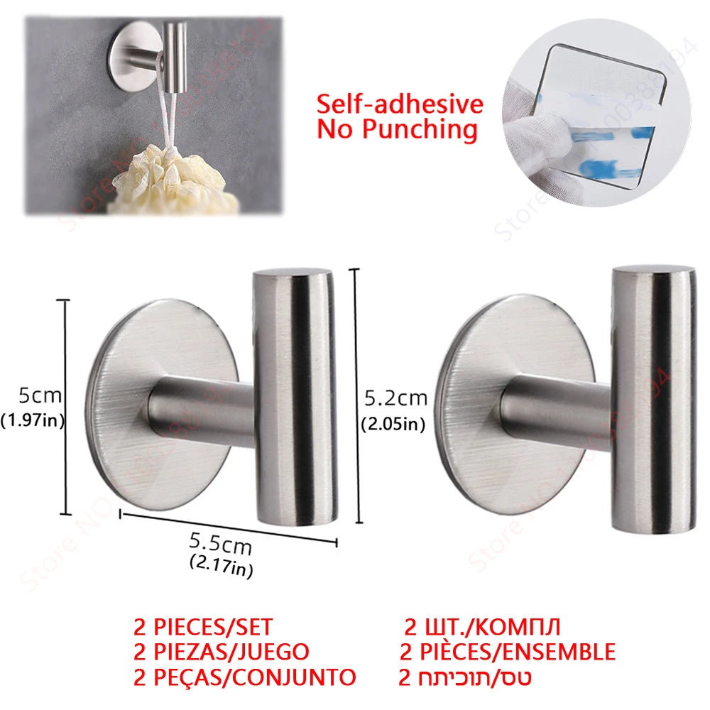 Self-Adhesive Stainless Steel Toilet Paper Holder — No-Drill Wall Mount Tissue & Towel Dispenser (Holds up to 30 cm / 11.8 in)