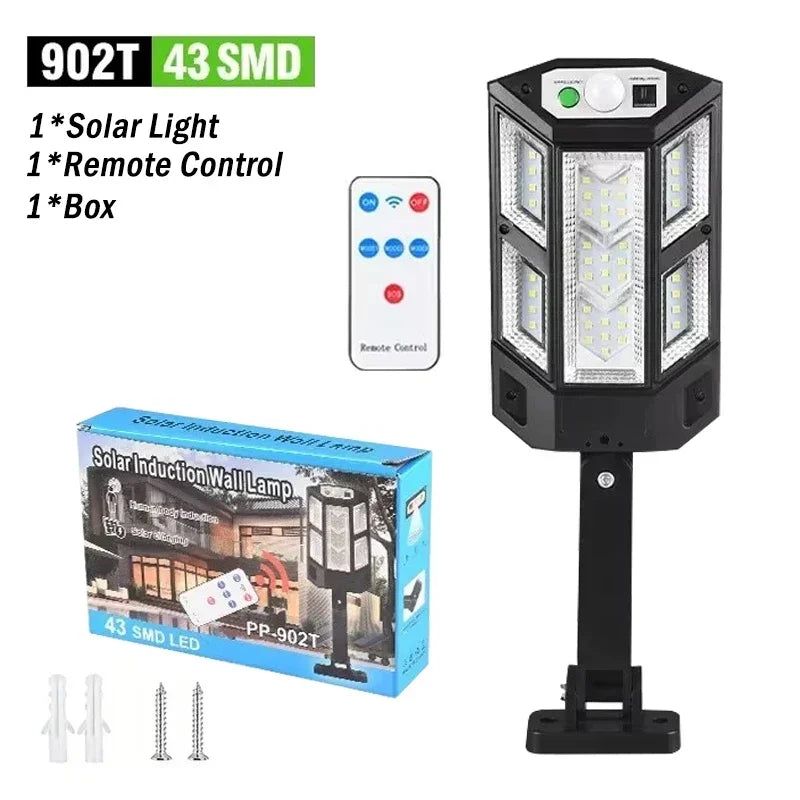 500 m² (5,382 sq ft) Solar Motion Sensor Wall Light — Outdoor Waterproof LED Solar Lamp with Remote for Garden, Patio, Driveway