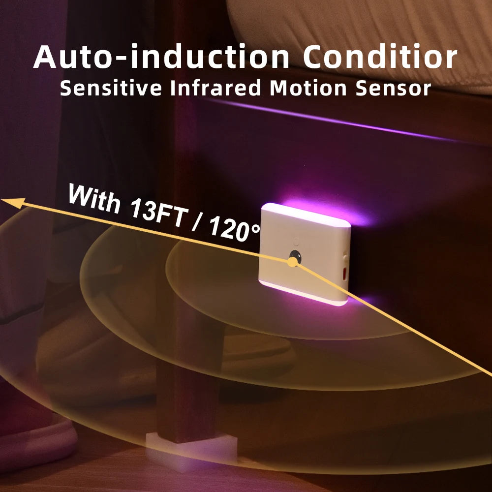 LED Motion Sensor Night Light — 3-Mode Dimmable Rechargeable Wall Lamp for Bedroom, Stairs, Closet & Camping