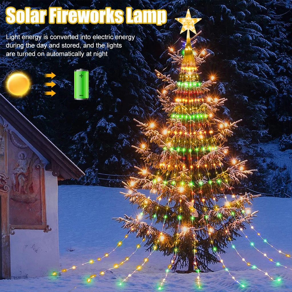 Solar Star String Lights 2m/3m (6.6/9.8 ft) IP67 Waterproof 8-Mode Warm White and Multicolor Outdoor Christmas Wedding Fairy Lights