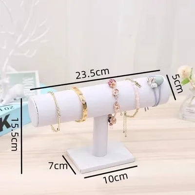 Velvet T-Bar Jewelry Display Stand - Bracelet, Watch & Necklace Organizer (24 x 7 x 14 cm / 9.45 x 2.76 x 5.51 in)
