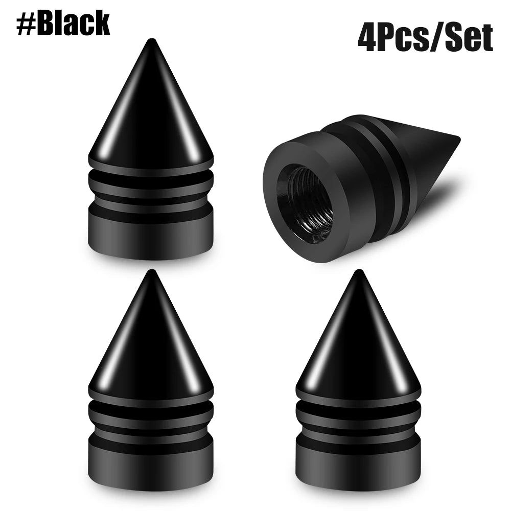 4-Pack Aluminum Tire Valve Caps Rocket Grenade Style Universal Valve Stem Covers for Car Truck Motorcycle Bike