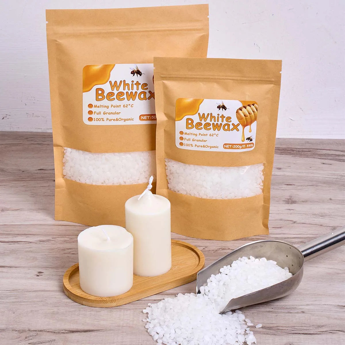 White Beeswax Pellets 1kg (2.2 lb) Odorless Natural Candle Making Wax Granules for DIY Crafts