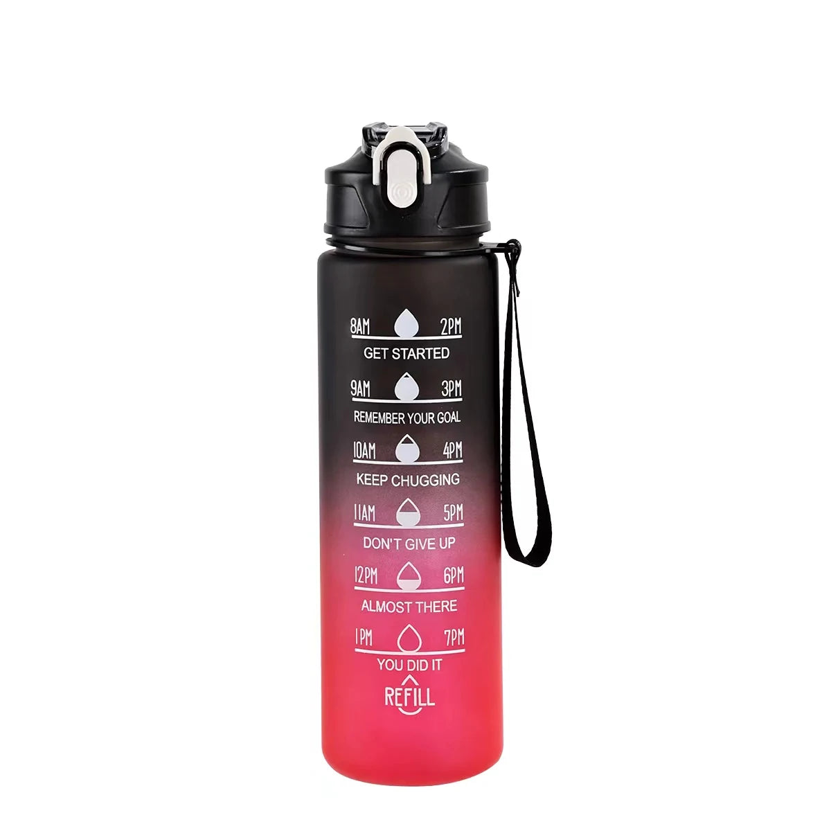 750–800ml Time-Tracking Sports Water Bottle with Straw, Leak-Proof Locking Flip Lid & Carry Strap (25–27 fl oz)
