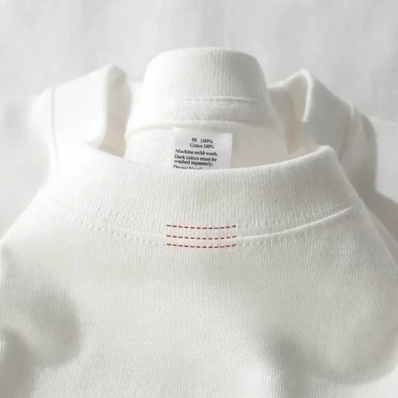 Men's Heavyweight Cotton T-Shirt 425g Breathable Half Sleeve Round Neck Basic Summer Tee