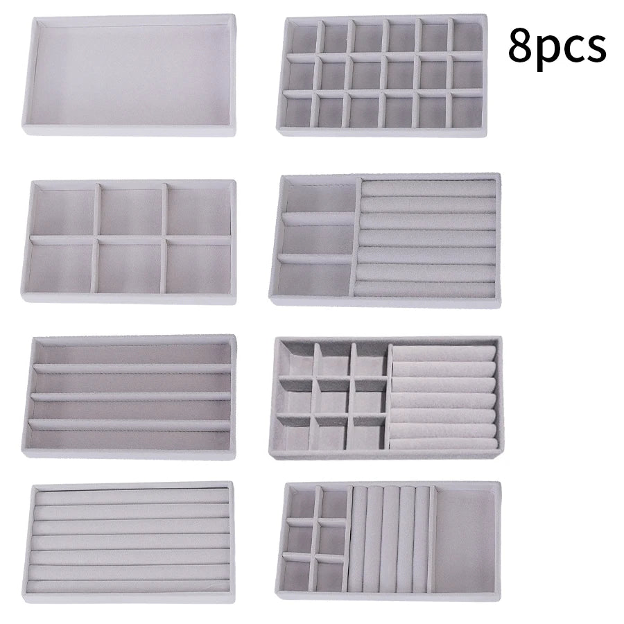 Flocking Velvet Jewelry Tray - Jewelry Organizer Insert 21.3 x 12.5 x 2.5 cm (8.4 x 4.9 x 1 in)