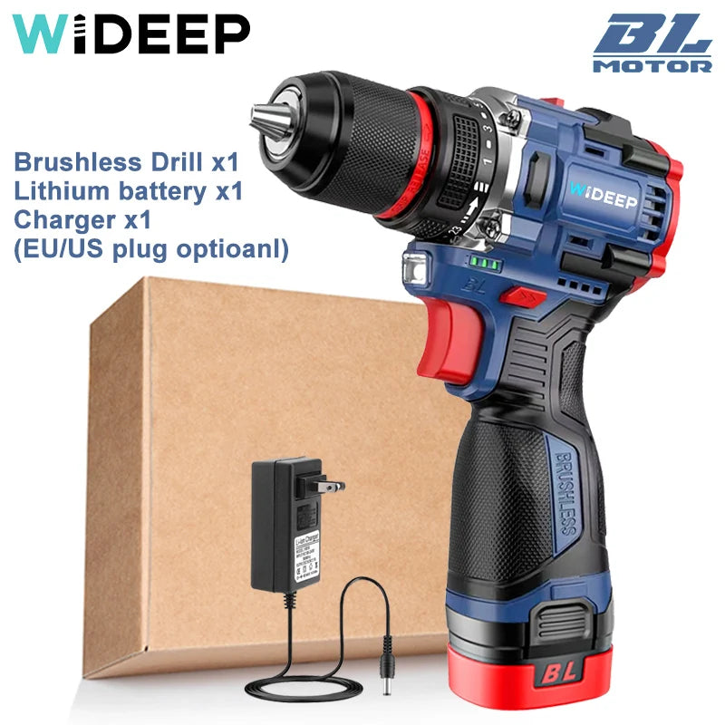 Brushless Cordless Drill 16.8V 70 N·m Torque 10mm (3/8 in) Self-Locking Chuck 20+1 Torque Settings 2-Speed Electric Screwdriver for DIY & Woodworking