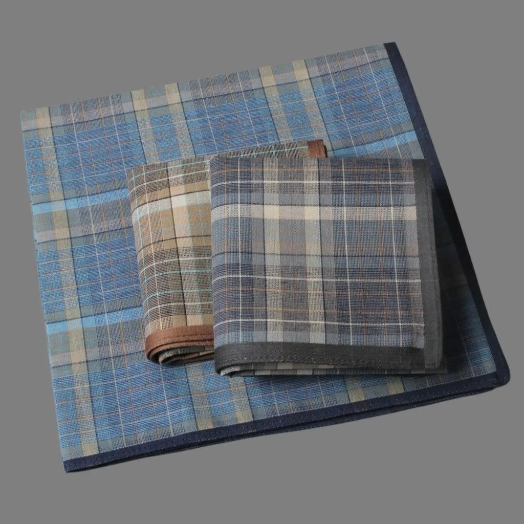 6-Pack Men's Plaid Cotton Handkerchiefs 15.7 in (40 cm) Thin Business Dress Pocket Squares - Soft, Sweat-Absorbent