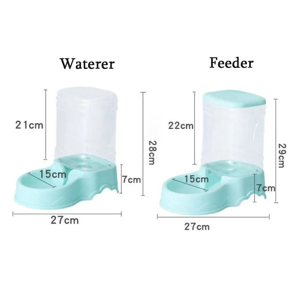 Gravity Pet Feeder and Water Dispenser for Cats and Small Dogs – Transparent PP Hopper, Pink, Blue, Gray