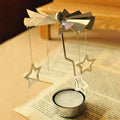 Silver Rotating Tea Light Candle Holder Christmas Carousel Centerpiece 130 x 80 mm (5.12 x 3.15 in)