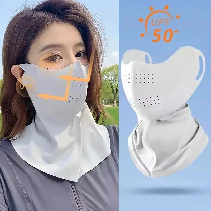 UPF50+ Ice Silk Neck Scarf Face Mask – Breathable Sun Protection Gaiter for Cycling & Outdoor Sports