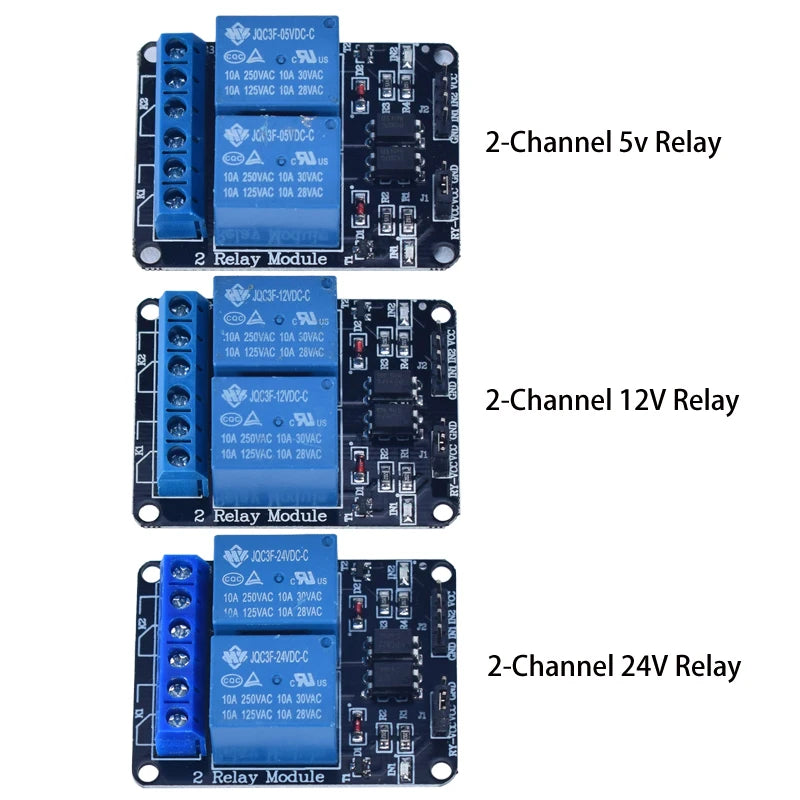 1/2/4/6/8-Channel DC Relay Module Board Shield with Optocoupler — 5V/12V/24V High & Low Level Trigger for Arduino Raspberry Pi