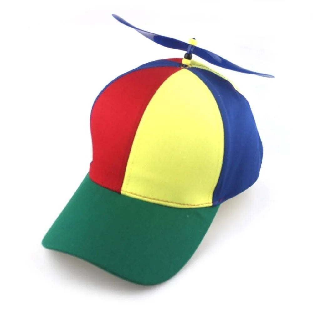 Helicopter Propeller Snapback Hat - Rainbow Windmill Baseball Cap, Adjustable Novelty Dad Hat for Kids & Adults