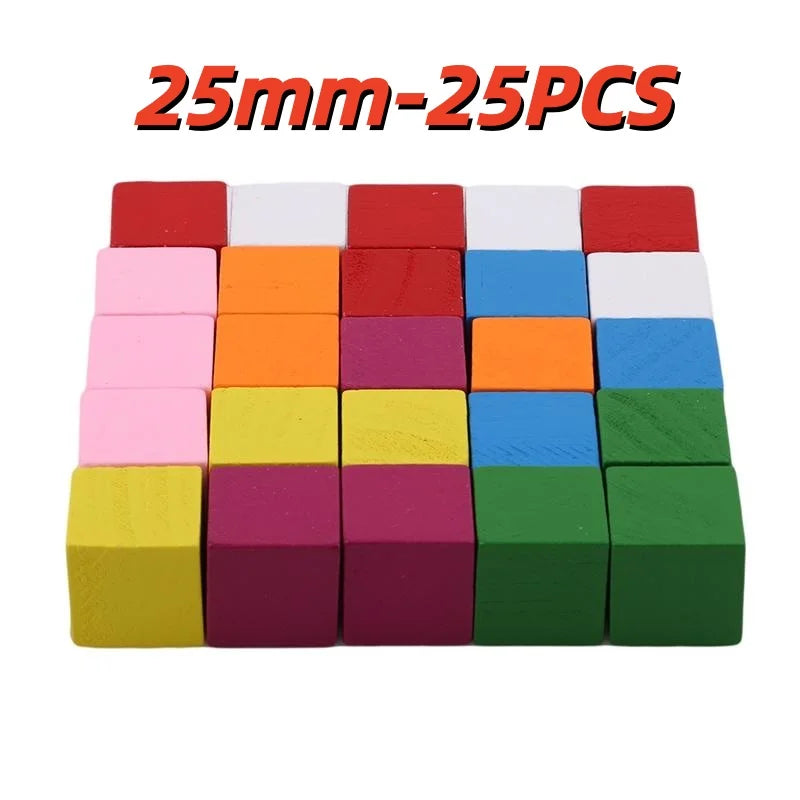 Colorful Beech Wood Stacking Cubes - 25/50-Piece Rainbow Math & Logic Building Blocks for Kids Ages 3+