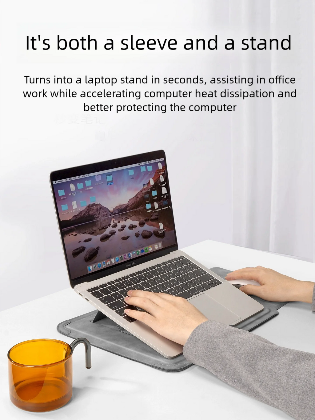 Laptop Sleeve with Stand 13–16 Inch (13.6/14/15/15.6) PU Notebook Case – Slim Protective Sleeve for Laptops, Unisex