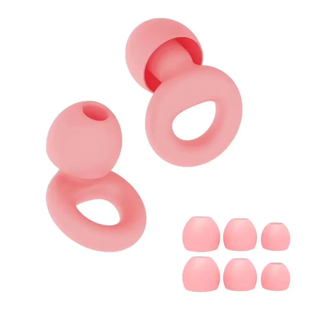 Silicone Earplugs 4 Pairs - Reusable Hypoallergenic Ear Plugs for Swimming & Sleep Noise Reduction (XS S M L)
