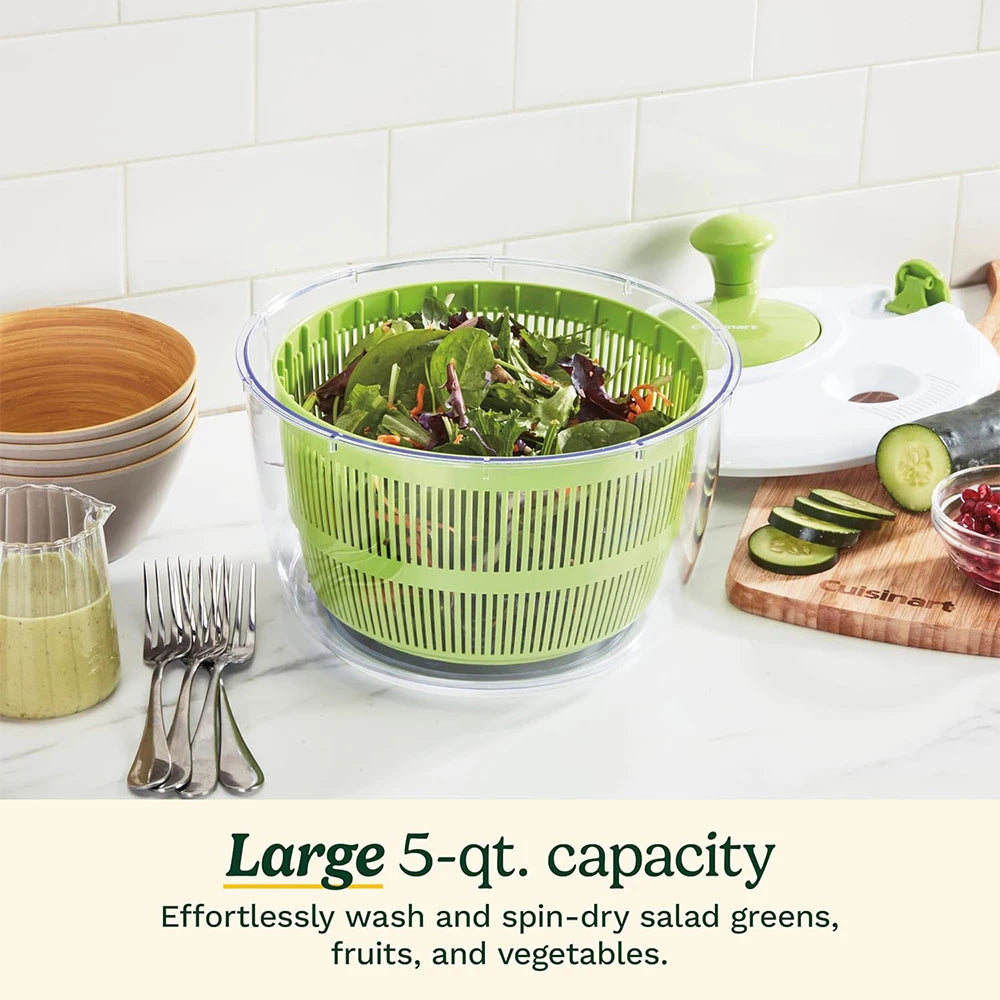 5L (1.3 gal) Salad Spinner & Vegetable Washer Dryer – Multi‑Use Bowl Colander for Lettuce & Greens