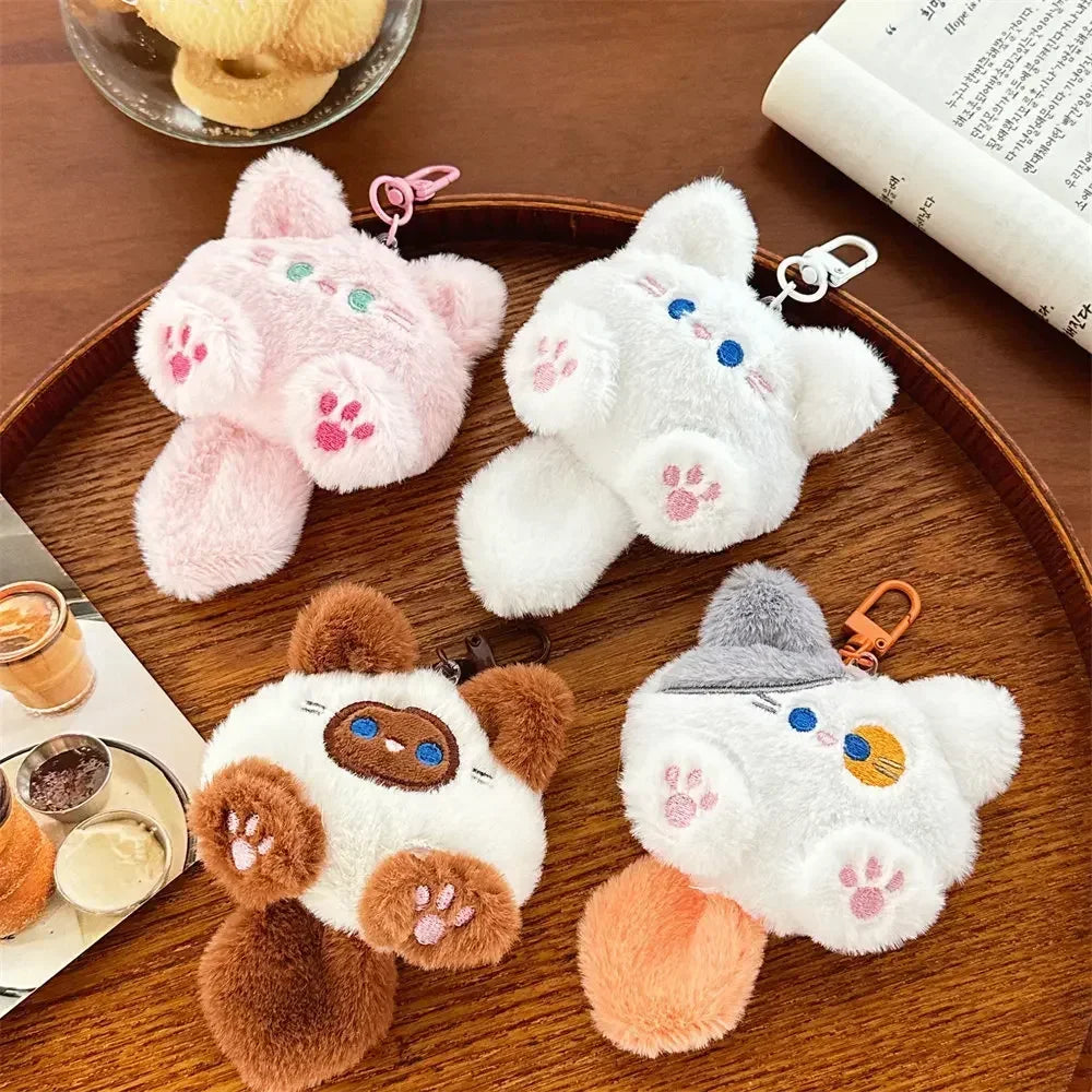 Plush Cat Keychain Bag Charm Cute Cat Doll Pendant for Backpack Purse Car Mirror