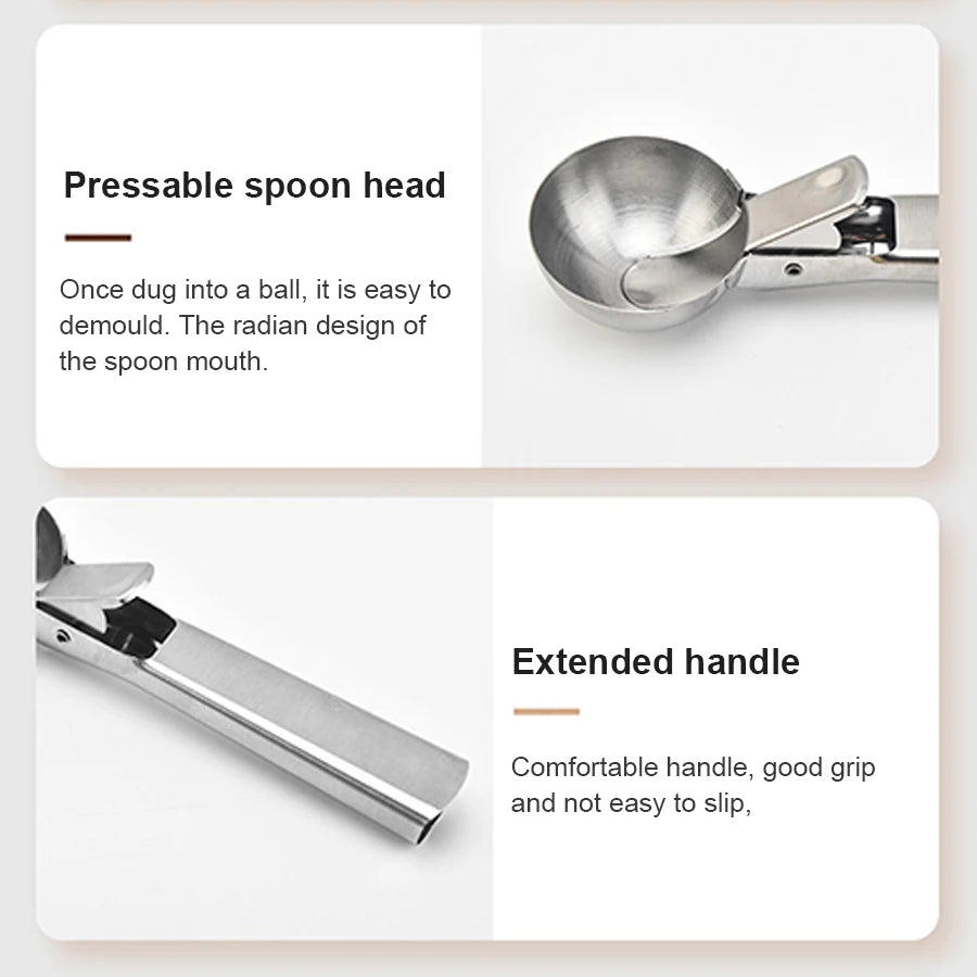Stainless Steel Dual-Purpose Ice Cream & Fruit Scoop Multifunctional Kitchen Utensil