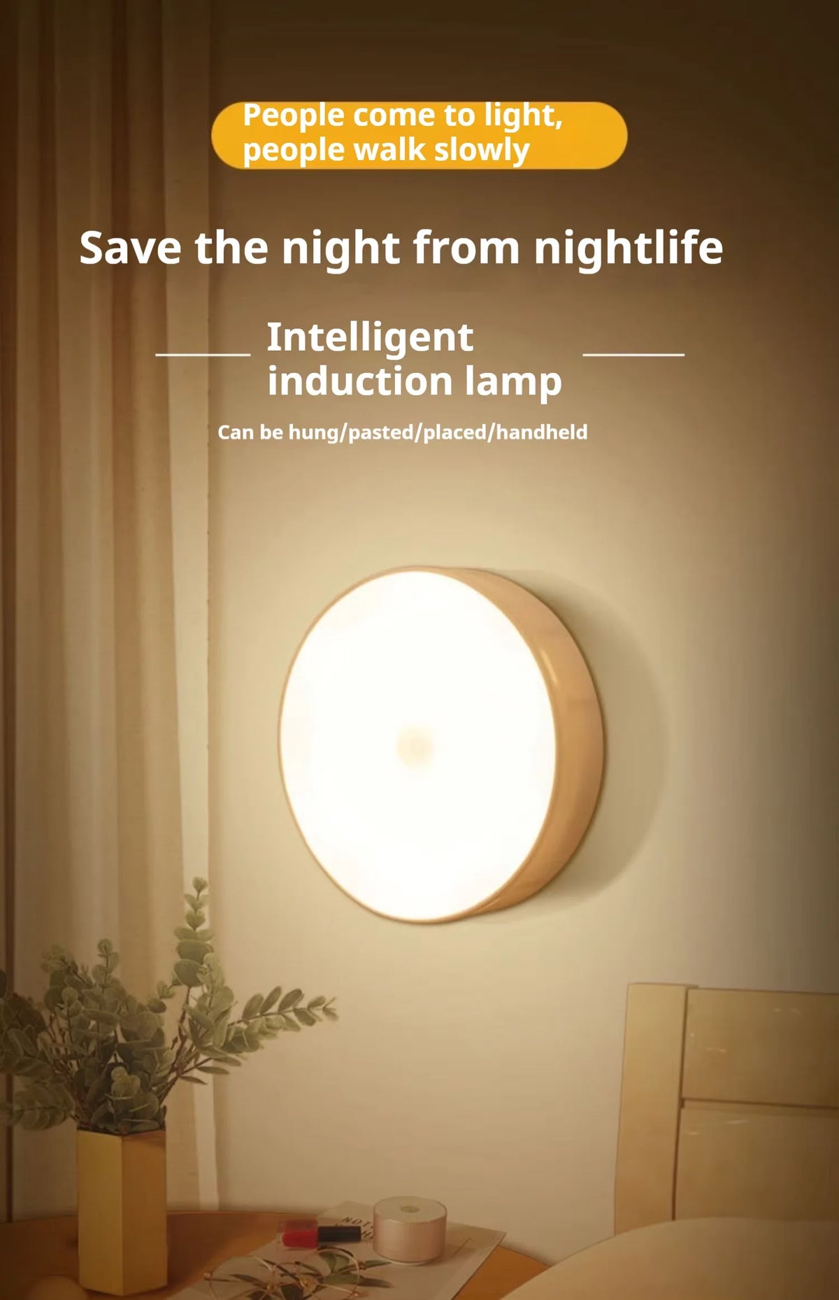Wireless Motion-Activated LED Night Light – Rechargeable Motion Sensor Lamp for Staircase, Bedroom, Closet & Hallway