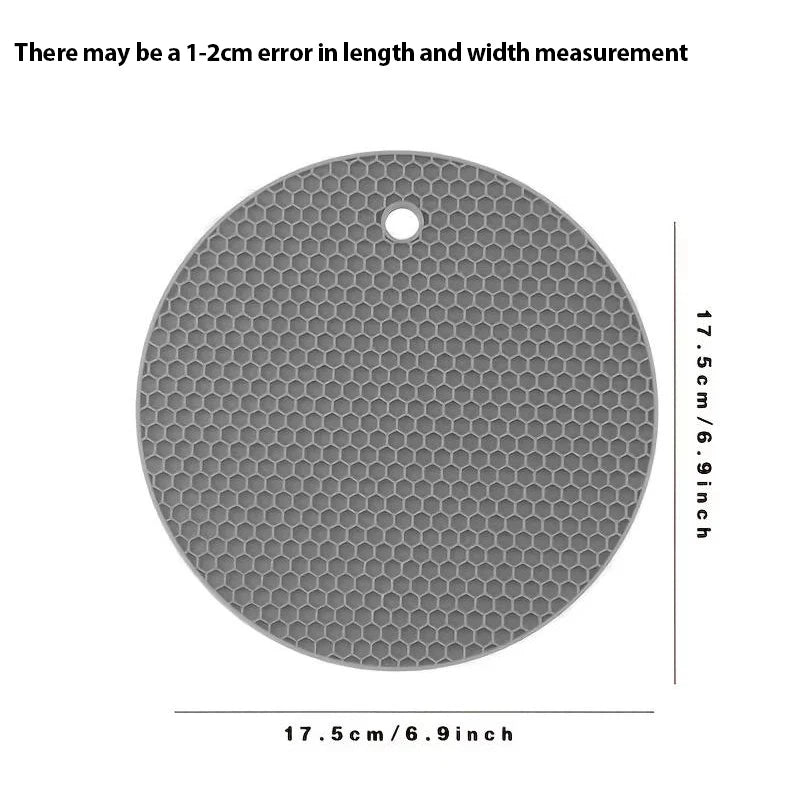 Silicone Heat-Resistant Trivet Mat 7 in (17.8 cm) Round Non-Slip Pot Holder & Countertop Protector - 1-Pack