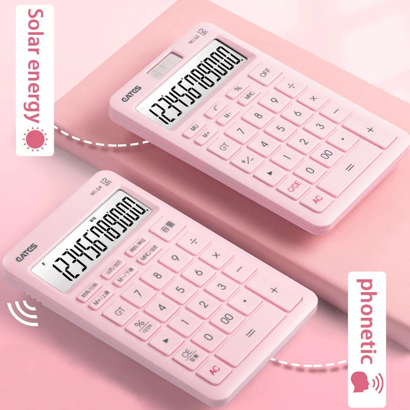 12-Digit Solar Calculator Large Key Portable Financial & Business Calculator for Students