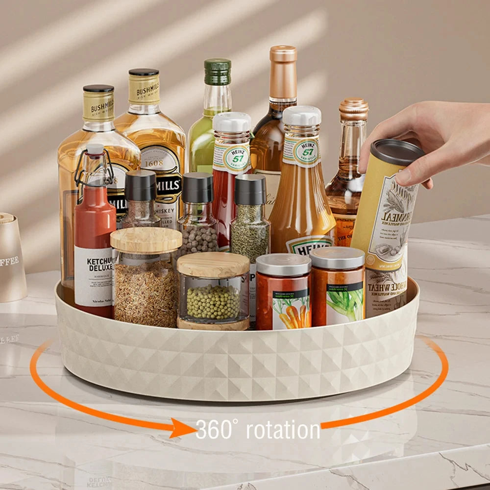 360 Degree Rotating Spice Rack 22.5 cm (8.9 in) Non-Slip Lazy Susan Tray for Kitchen, Pantry & Cosmetics