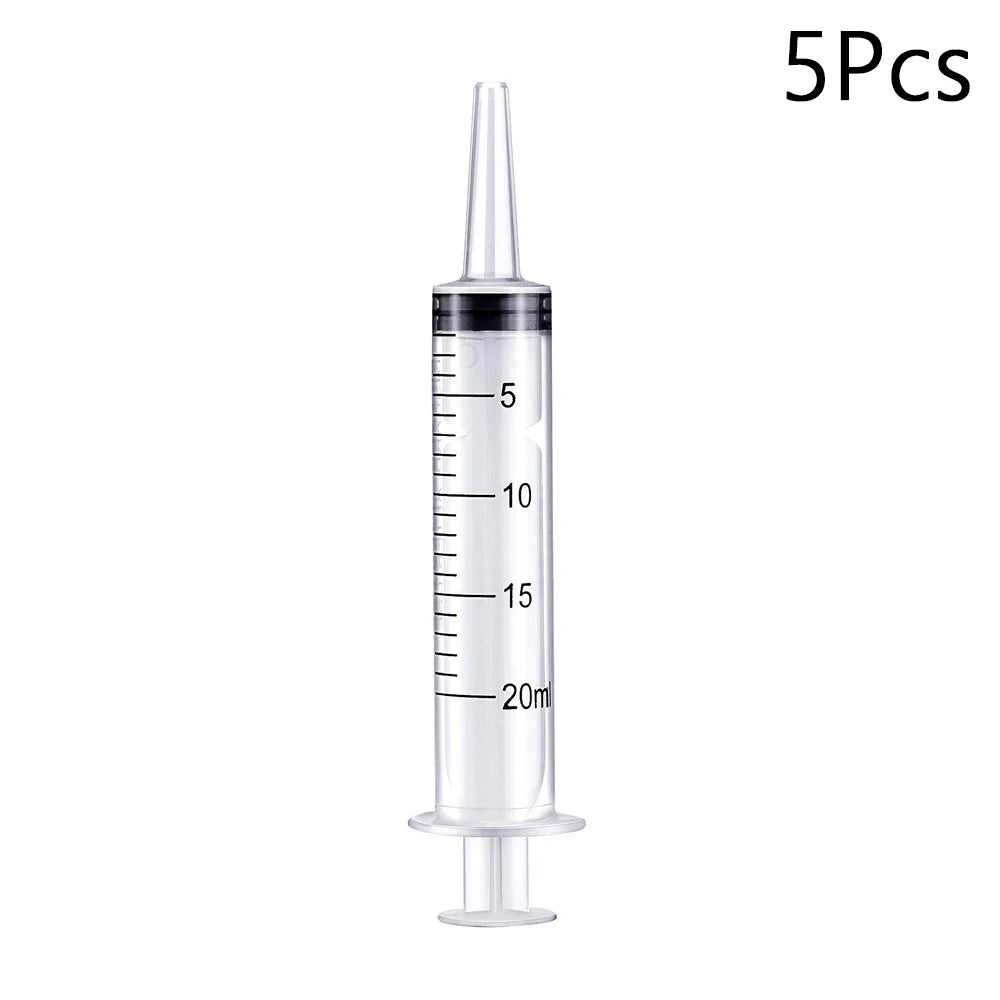 20ml Reusable Plastic Measuring Syringe Pack (5/10/20/30) - Hydroponics Nutrient, Oil Pump & Pet Medicine Feeder