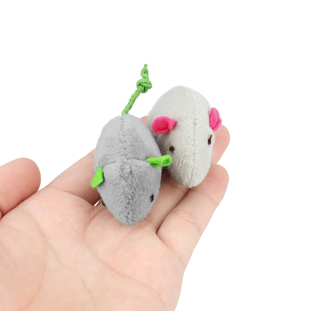 12-Pack Catnip Plush Mice for Cats - Interactive Kitten Play Set (5.1 x 1.2 in / 13 x 3 cm)