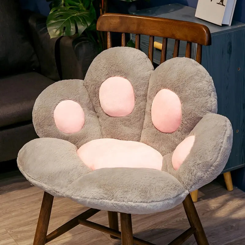Kawaii Cat Paw Plush Floor Cushion 70 × 60 cm (27.6 × 23.6 in) — Soft Stuffed Seat Pillow Butt Pad for Home, Office & Nap