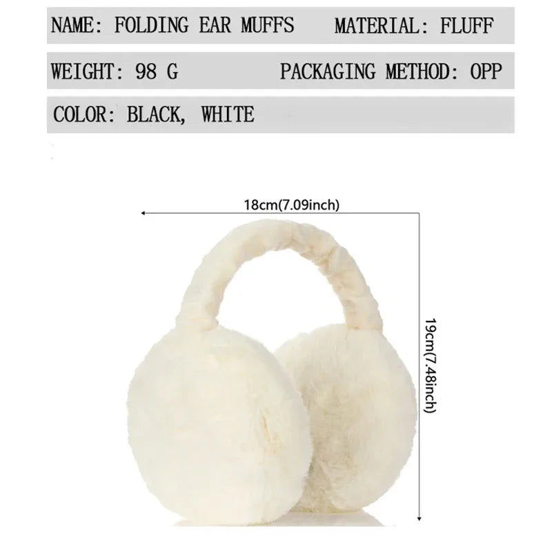 Plush Faux Fur Earmuffs Unisex Winter Ear Warmers for Outdoor Cold Protection - Solid Color (7.09 x 7.48 in / 18 x 19 cm)