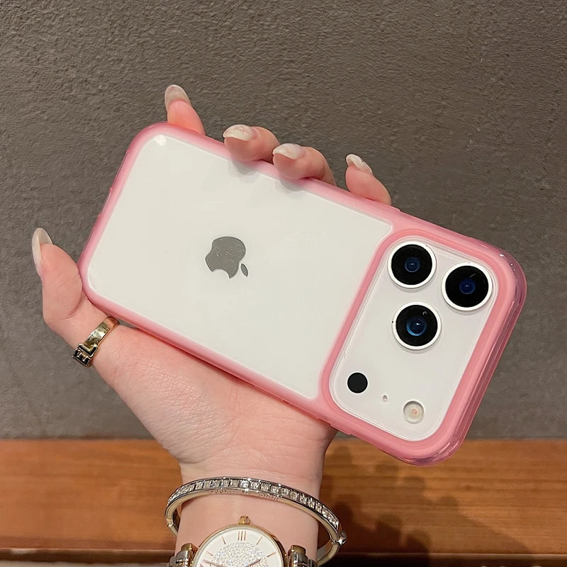 Transparent Acrylic Shockproof Bumper Case for iPhone 13/14/15/16/17/18 Pro Max - Clear Back Cover