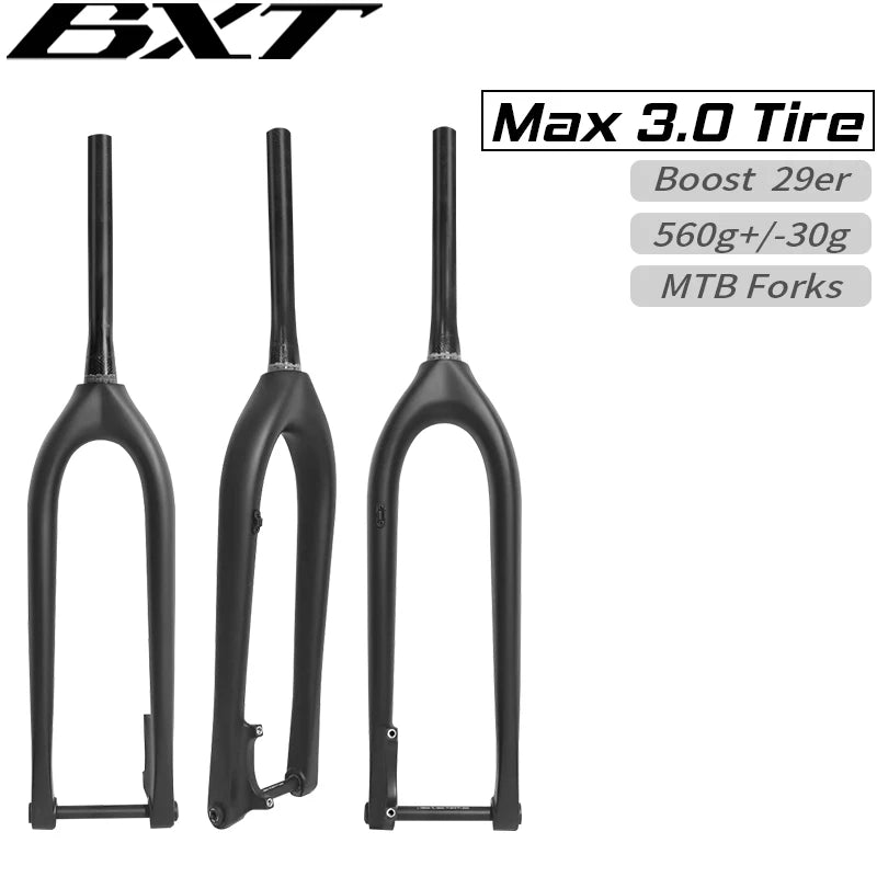Full Carbon Boost MTB Fork 110x15mm Thru-Axle for 29er Tapered 1-1/8 to 1-1/2 Disc Brake Rigid Fork