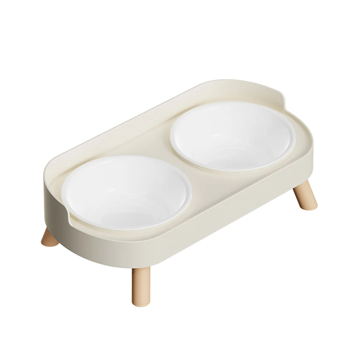 Adjustable Elevated Ceramic Double Pet Bowl for Cats and Small Dogs with Water Dispenser