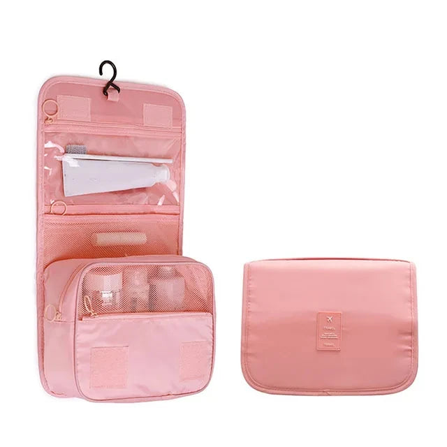 Waterproof Travel Makeup Bag with Hanging Hook – Toiletry & Cosmetic Organizer for Women