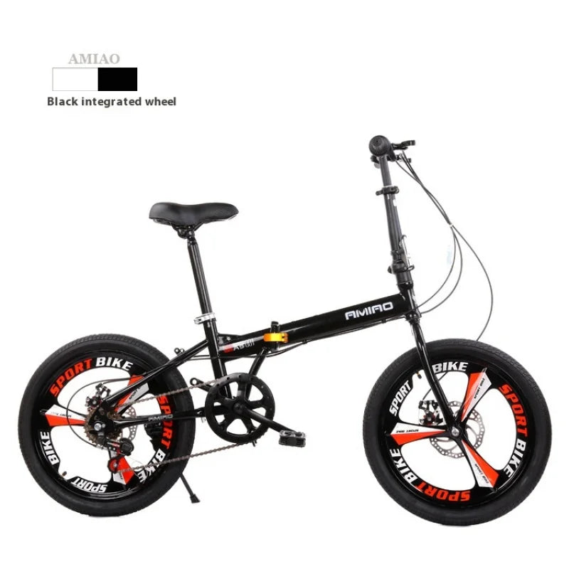 Adult 20-Inch (500mm) Foldable Bike – Portable Folding Bicycle with Front & Rear Disc Brakes, Multi-Speed Commuter Bike