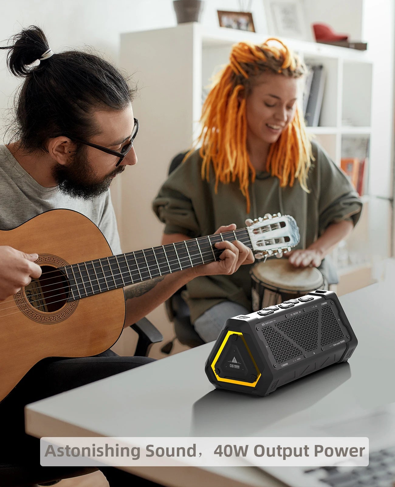 Portable Outdoor Bluetooth Speaker 40W Bluetooth 5.3 Stereo IP67 Waterproof Micro SD RGB Lights TWS