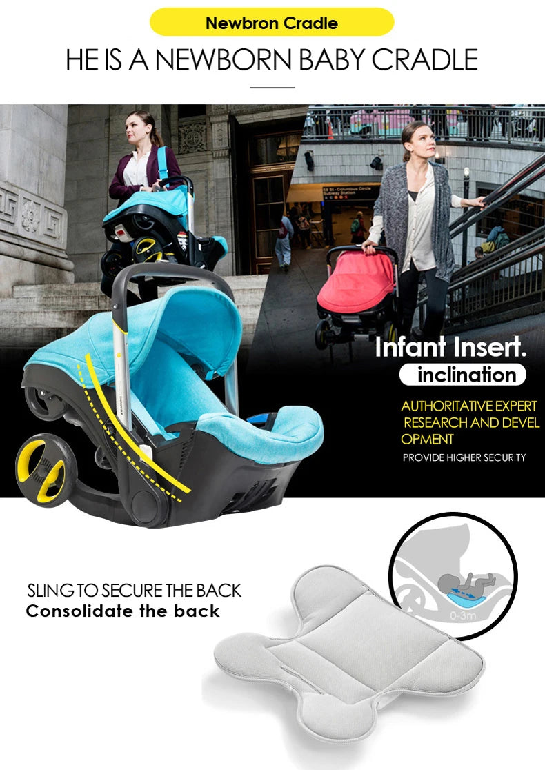 2-in-1 Foldable Baby Stroller Travel System with Infant Car Seat - Lightweight Portable Pram Buggy