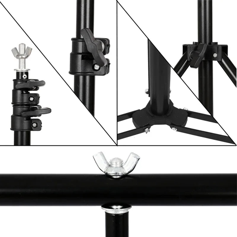 T-Shape Backdrop Stand Kit with 63 x 79 in (1.6 x 2.0 m) Green Screen Background Cloth – Adjustable Aluminum Photo Studio Frame