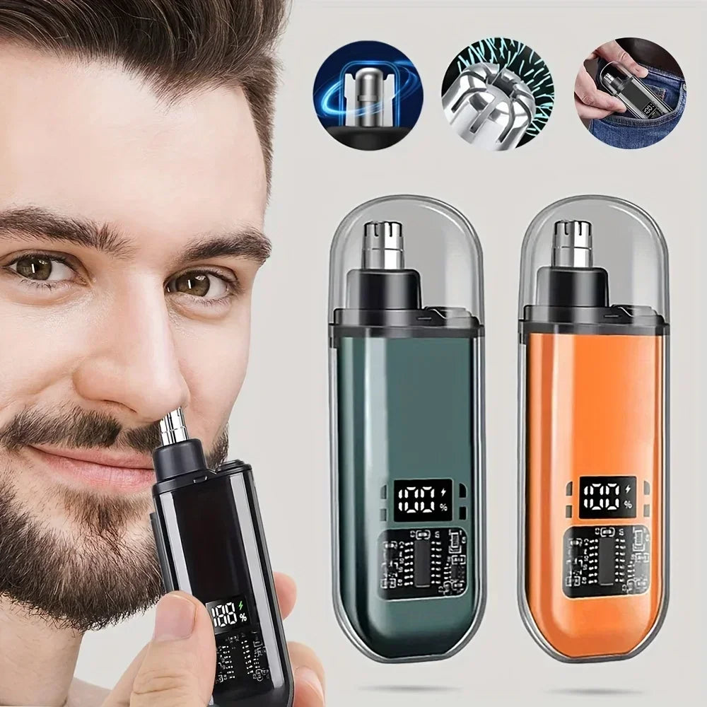 Nose & Ear Hair Trimmer for Men - USB-C Rechargeable Portable Fast-Charge Grooming Kit