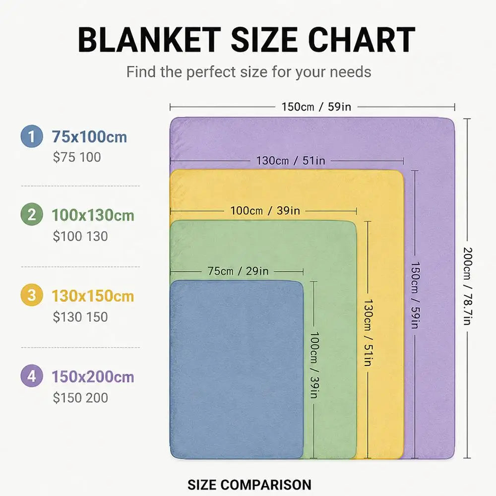 Soft Plush Flannel Throw Blanket - Lightweight Warm Sofa & Bed Throw for Travel and Home Decor (29.5–78.7 in | 75–200 cm)
