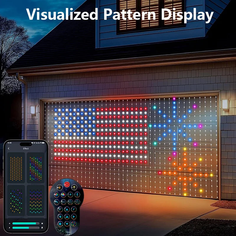LED RGBIC Smart Curtain String Lights USB Powered App & Remote Control, Music Sync DIY Patterns, IP67 Waterproof — 1.6×1.6 m (5.25×5.25 ft) or 2.4×2.4 m (7.87×7.87 ft) for Bedroom Party Outdoor