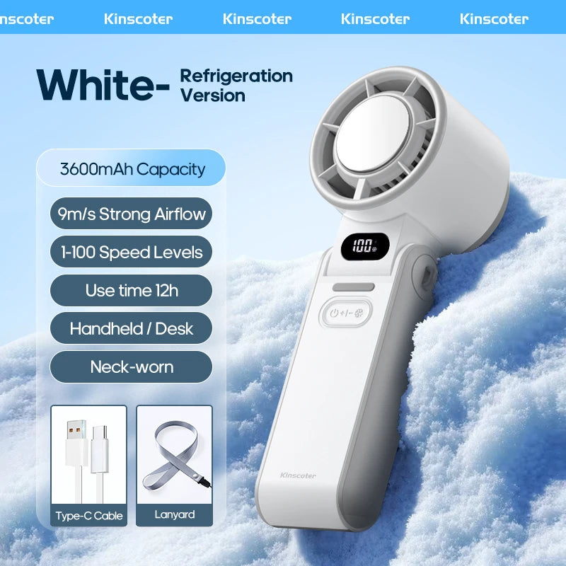 Portable High-Speed Handheld Fan 3600mAh Rechargeable 100 Adjustable Speeds Foldable Mini Turbo Fan