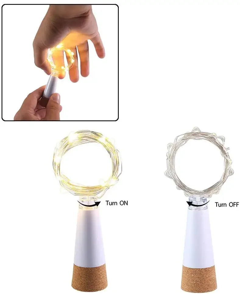 USB Rechargeable 20-LED Cork Bottle Fairy Lights for Home, Wedding, Bedroom, Party & Christmas