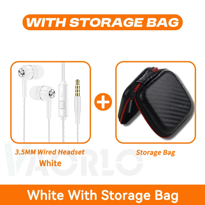 3.5mm Wired In-Ear Headphones with Microphone - HiFi Heavy Bass Stereo Earbuds for Gaming & Sports