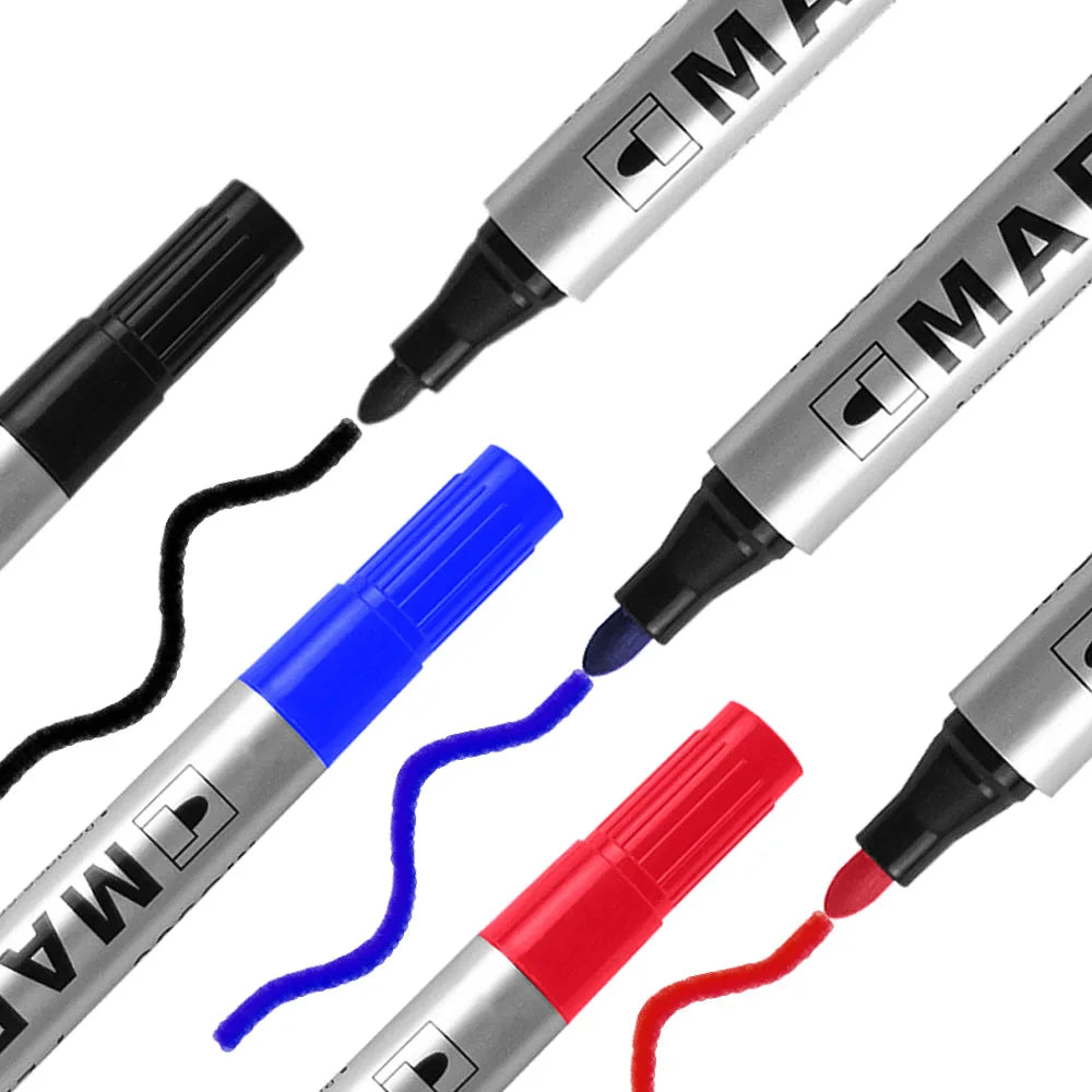 Waterproof Black Permanent Paint Marker - Quick-Dry Oil-Based Pen for Tires, Metal & Glass