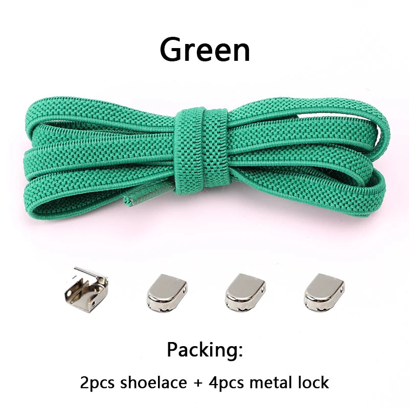 No-Tie Elastic Shoelaces with Metal Buckles – 1 Pair Quick Laces, One Size Fits All for Adults & Kids (105 cm / 41.3 in)