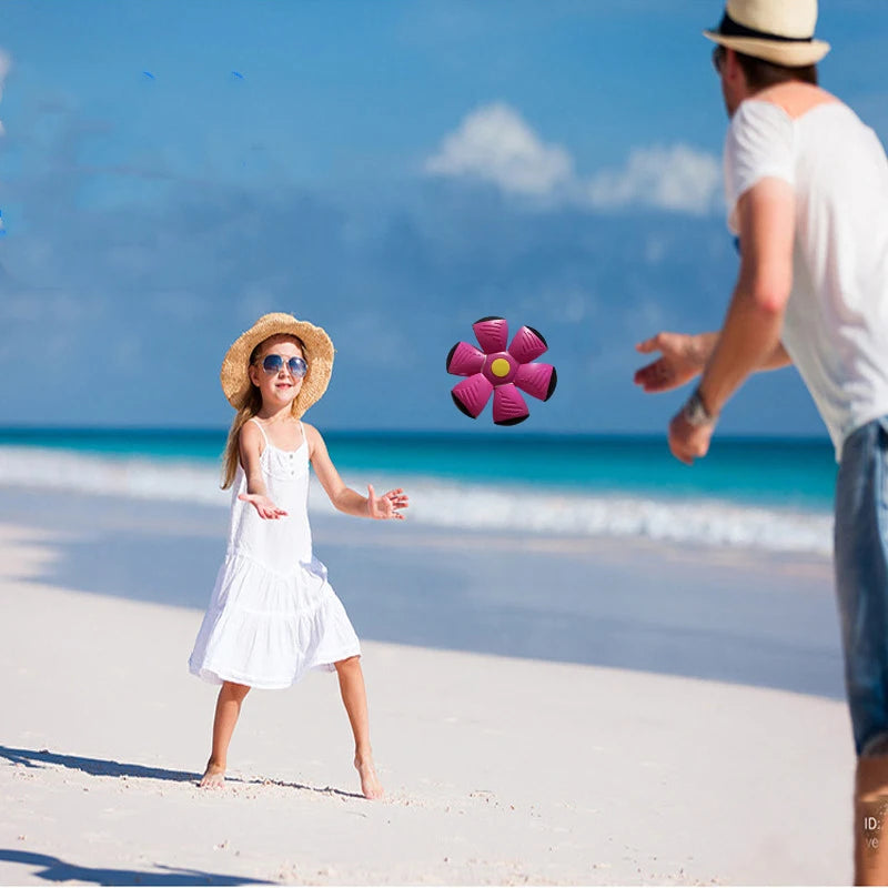 Blue Flying Saucer Vent Ball - 9.8 in (25 cm) Deformable Foot Decompression Toy for Parent-Child Outdoor Play