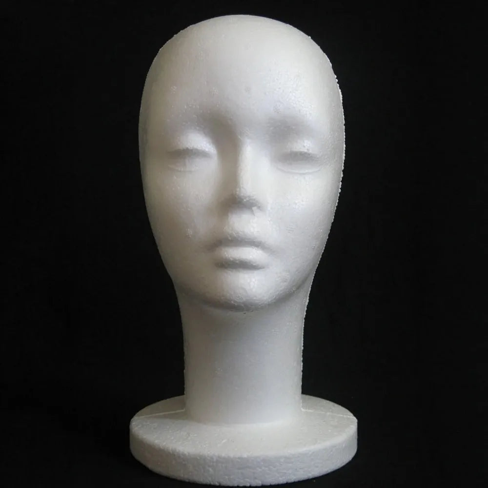 Female Styrofoam Mannequin Head Foam Wig Hat and Glasses Display