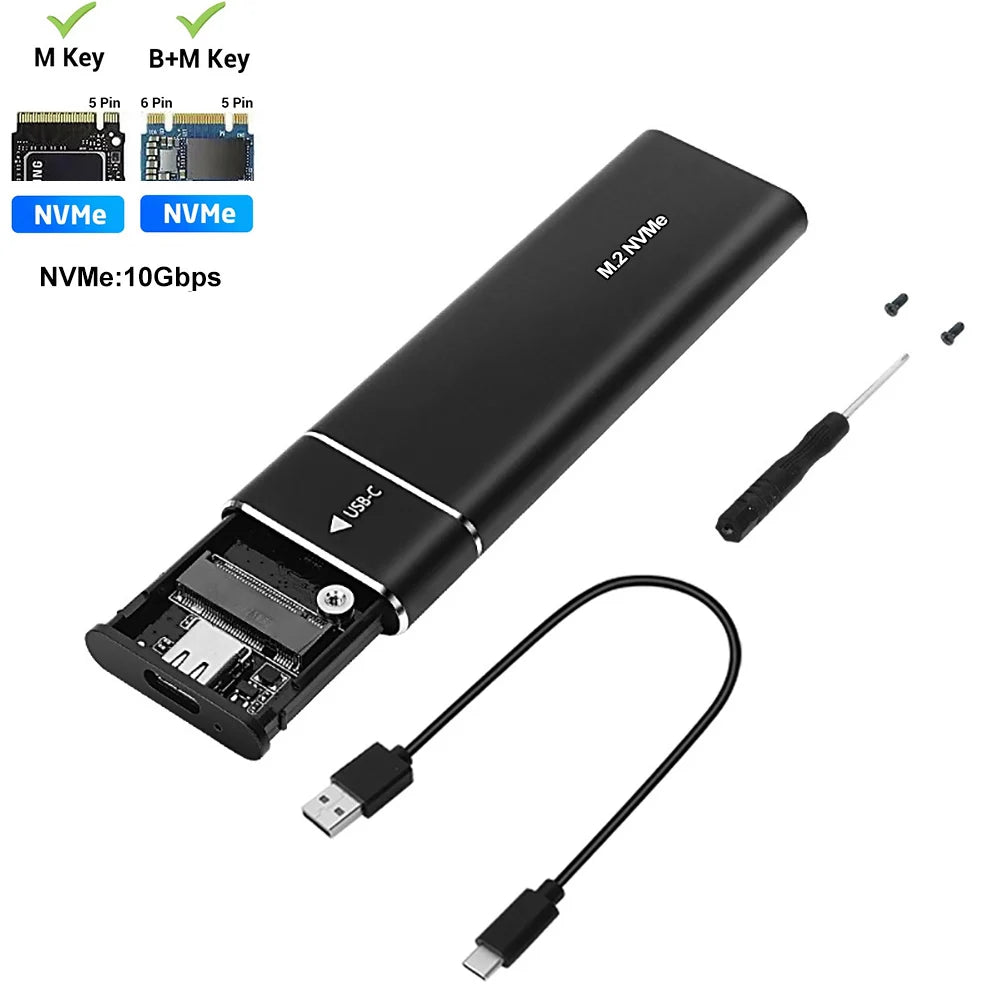 M.2 SSD Enclosure USB 3.1 Type-C - NVMe & SATA Dual-Protocol (2230/2242/2260/2280) 10Gbps External M.2 to USB-C Adapter
